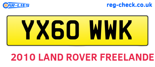 YX60WWK are the vehicle registration plates.