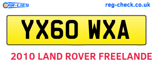 YX60WXA are the vehicle registration plates.