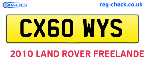 CX60WYS are the vehicle registration plates.