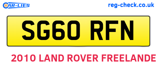 SG60RFN are the vehicle registration plates.
