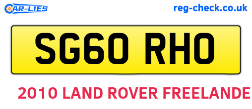 SG60RHO are the vehicle registration plates.