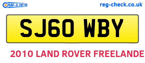 SJ60WBY are the vehicle registration plates.