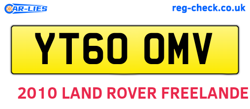 YT60OMV are the vehicle registration plates.