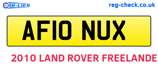 AF10NUX are the vehicle registration plates.