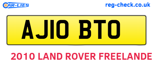 AJ10BTO are the vehicle registration plates.