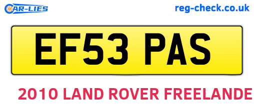 EF53PAS are the vehicle registration plates.