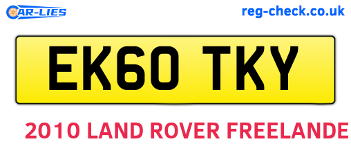 EK60TKY are the vehicle registration plates.