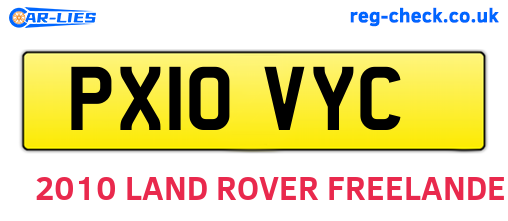 PX10VYC are the vehicle registration plates.