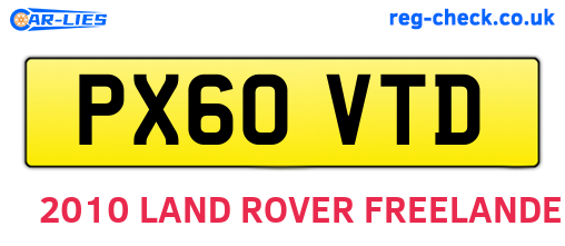 PX60VTD are the vehicle registration plates.