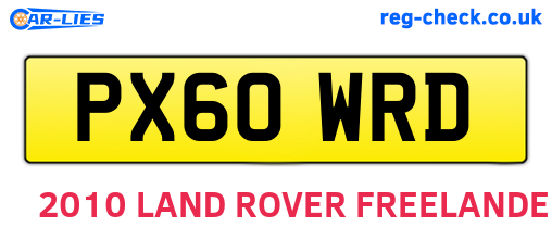 PX60WRD are the vehicle registration plates.