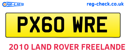 PX60WRE are the vehicle registration plates.