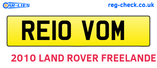 RE10VOM are the vehicle registration plates.