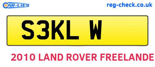 S3KLW are the vehicle registration plates.