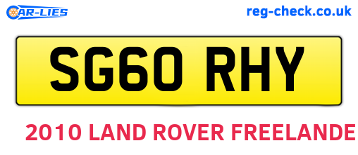 SG60RHY are the vehicle registration plates.