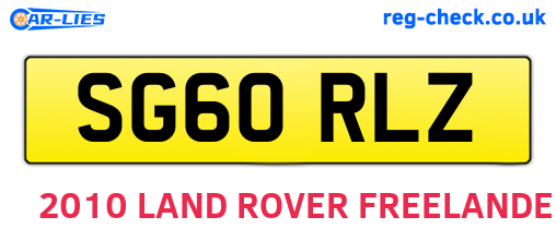 SG60RLZ are the vehicle registration plates.