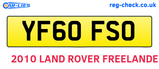 YF60FSO are the vehicle registration plates.