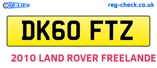 DK60FTZ are the vehicle registration plates.