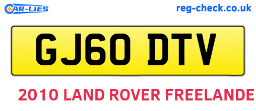 GJ60DTV are the vehicle registration plates.