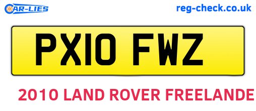 PX10FWZ are the vehicle registration plates.