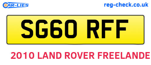 SG60RFF are the vehicle registration plates.