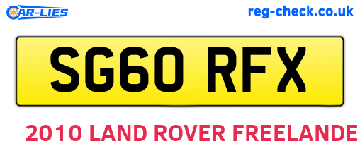 SG60RFX are the vehicle registration plates.