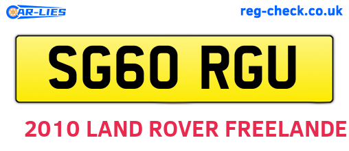 SG60RGU are the vehicle registration plates.