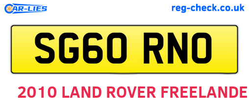 SG60RNO are the vehicle registration plates.