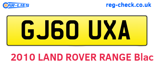 GJ60UXA are the vehicle registration plates.