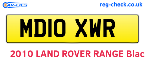 MD10XWR are the vehicle registration plates.