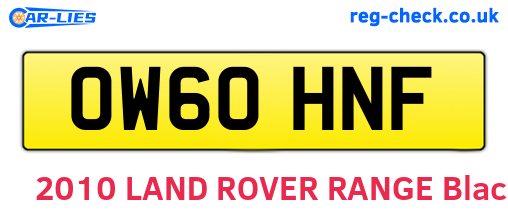 OW60HNF are the vehicle registration plates.