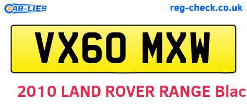 VX60MXW are the vehicle registration plates.