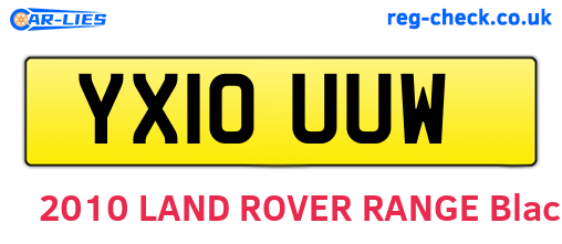 YX10UUW are the vehicle registration plates.