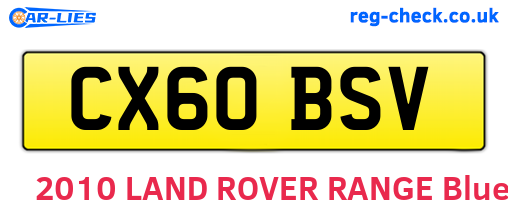 CX60BSV are the vehicle registration plates.