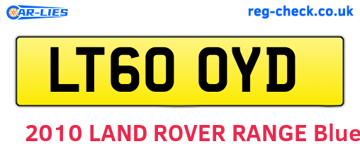 LT60OYD are the vehicle registration plates.