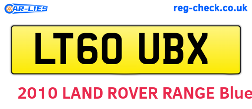 LT60UBX are the vehicle registration plates.