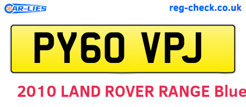 PY60VPJ are the vehicle registration plates.