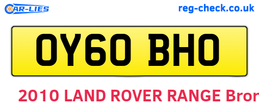 OY60BHO are the vehicle registration plates.