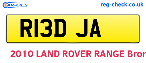 R13DJA are the vehicle registration plates.
