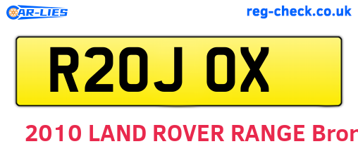 R20JOX are the vehicle registration plates.
