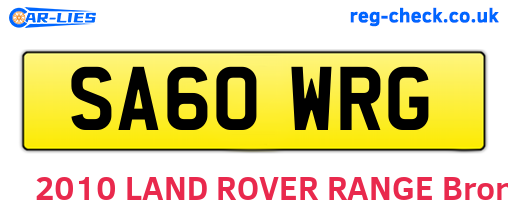 SA60WRG are the vehicle registration plates.