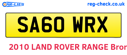 SA60WRX are the vehicle registration plates.