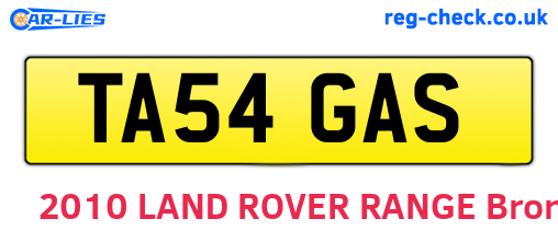 TA54GAS are the vehicle registration plates.
