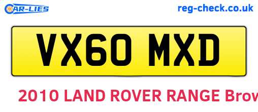 VX60MXD are the vehicle registration plates.