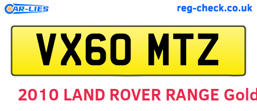 VX60MTZ are the vehicle registration plates.