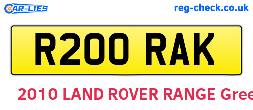 R200RAK are the vehicle registration plates.