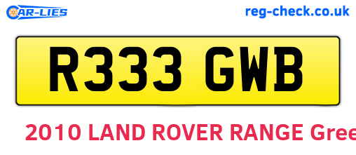 R333GWB are the vehicle registration plates.