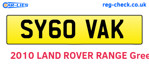 SY60VAK are the vehicle registration plates.