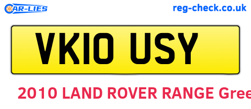 VK10USY are the vehicle registration plates.