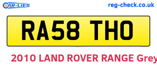RA58THO are the vehicle registration plates.