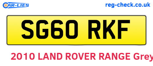 SG60RKF are the vehicle registration plates.